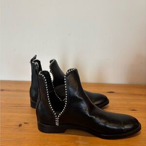 Zara Black Leather Studded Boots